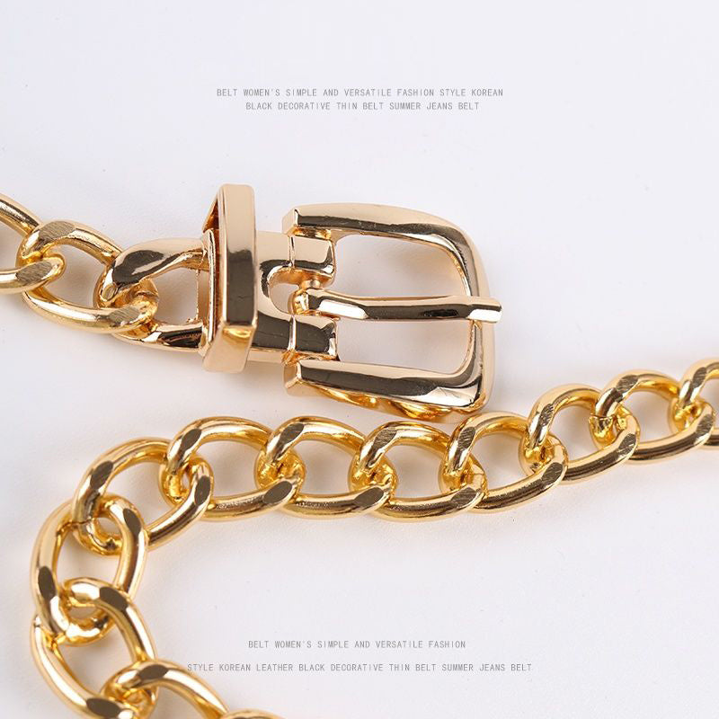 Versatile Hip Hop Metal Waist Chain with Padlock Pendant