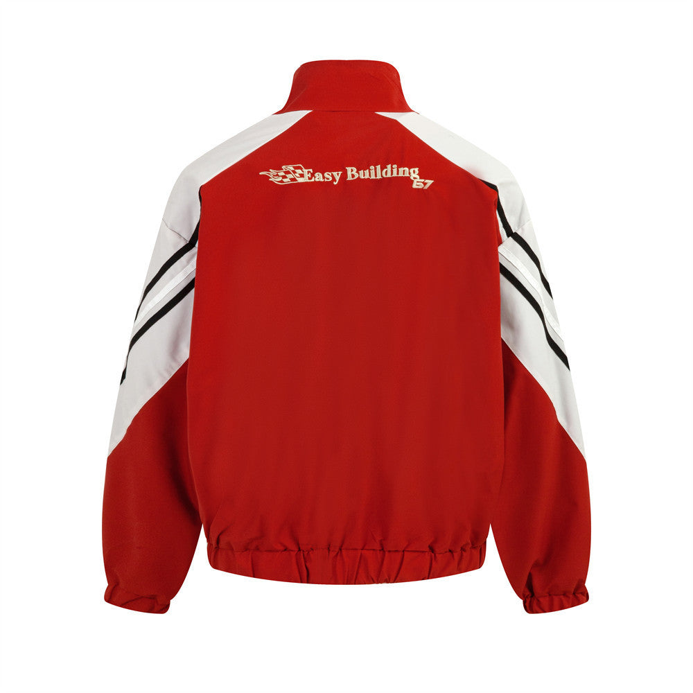 Men's Motorcycle Racing Jacket – Contrast Stitching & Bold Design