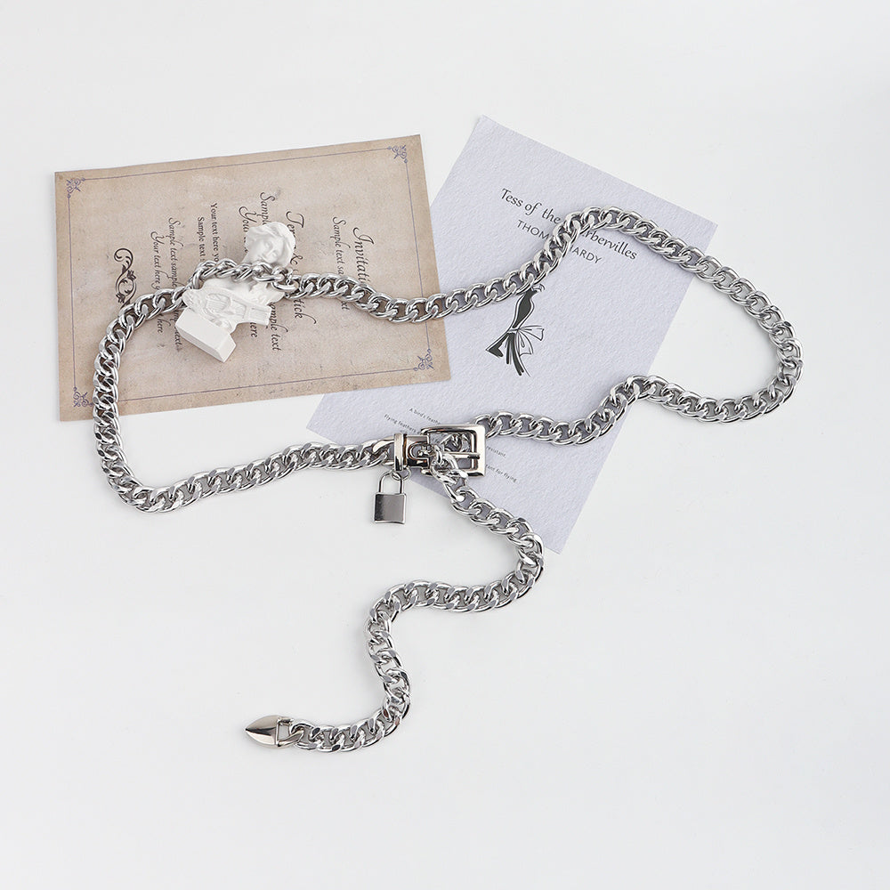 Versatile Hip Hop Metal Waist Chain with Padlock Pendant