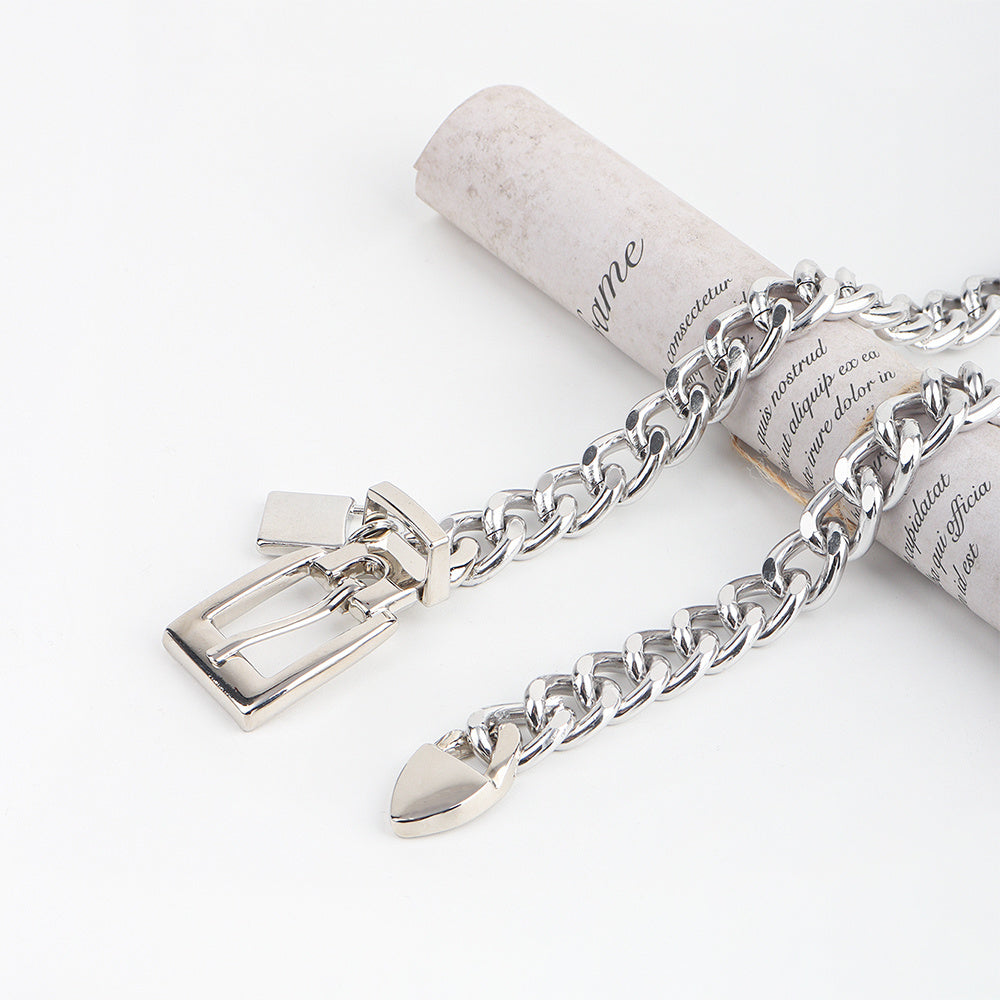 Versatile Hip Hop Metal Waist Chain with Padlock Pendant