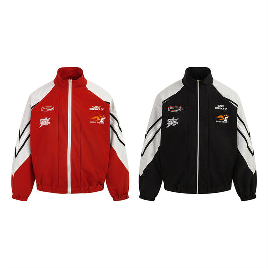 Men's Motorcycle Racing Jacket – Contrast Stitching & Bold Design