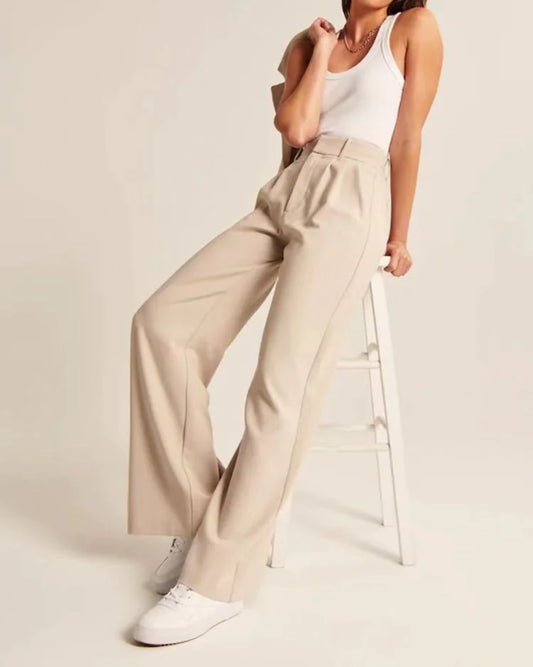 Chic High-Waist Wide-Leg Trousers with Pockets
